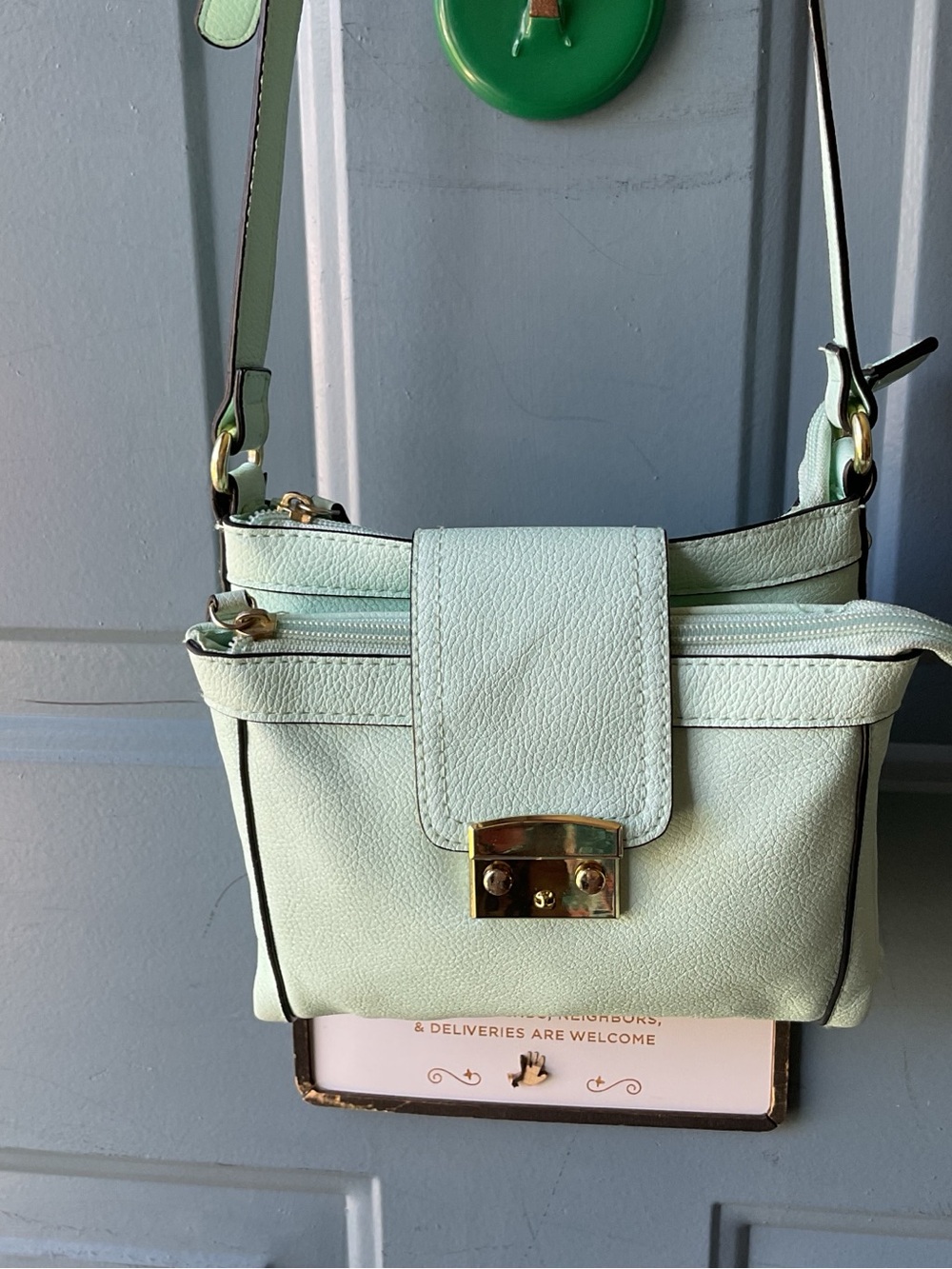 Merona Mint Green Crossbody Bag with Gold Hardware